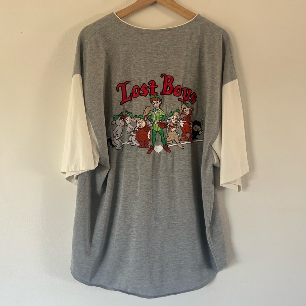 Disney Store Rare‎ Vintage 90s Peter Pan Lost Boys Embroidered Baseball Shirt